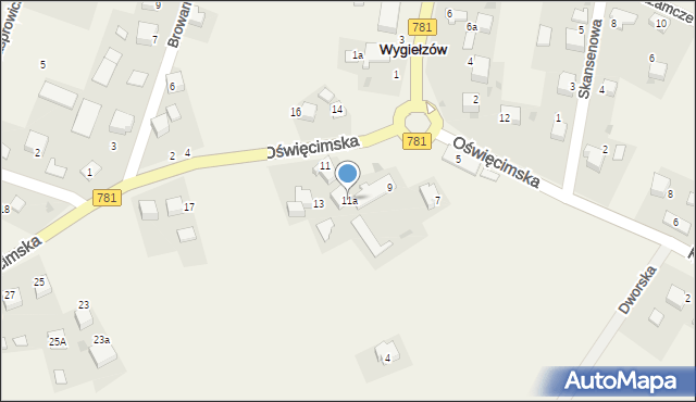 Wygiełzów, Oświęcimska, 11a, mapa Wygiełzów