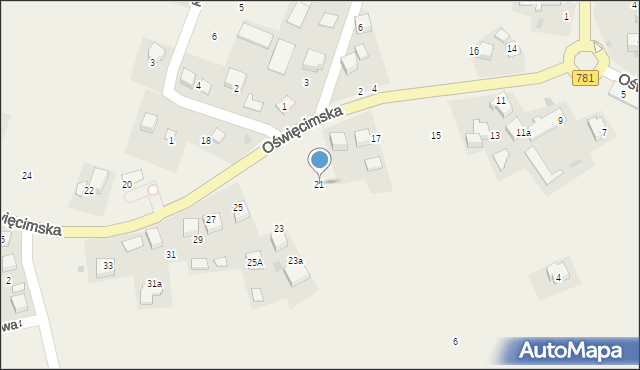 Wygiełzów, Oświęcimska, 21, mapa Wygiełzów