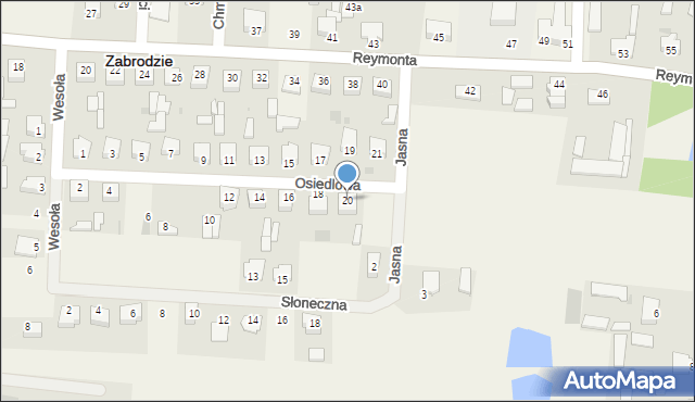 Zabrodzie, Osiedlowa, 20, mapa Zabrodzie