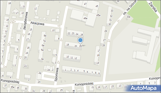 Żagań, Osiedle na Górce, 21, mapa Żagań