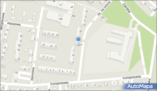 Żagań, Osiedle na Górce, 26, mapa Żagań