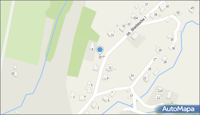 Zagórnik, Osiedle Biadasów I, 10, mapa Zagórnik