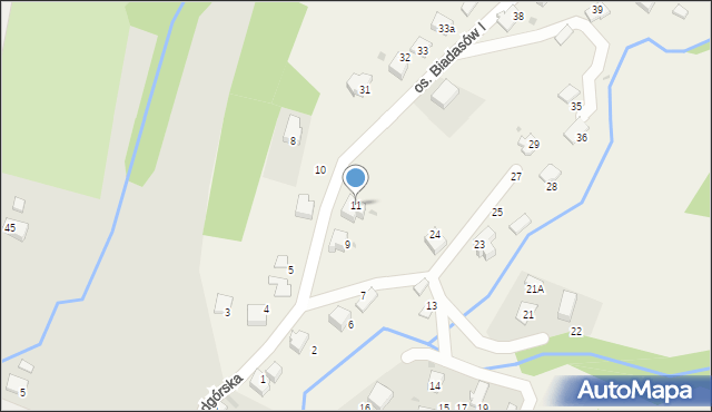 Zagórnik, Osiedle Biadasów I, 11, mapa Zagórnik