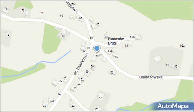 Zagórnik, Osiedle Biadasów I, 58, mapa Zagórnik