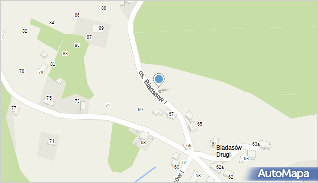 Zagórnik, Osiedle Biadasów I, 70, mapa Zagórnik