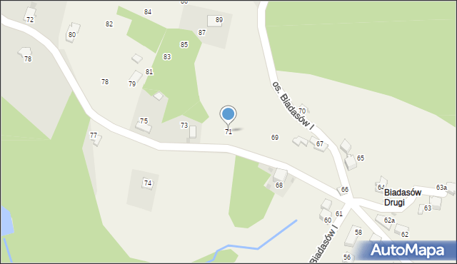 Zagórnik, Osiedle Biadasów I, 71, mapa Zagórnik