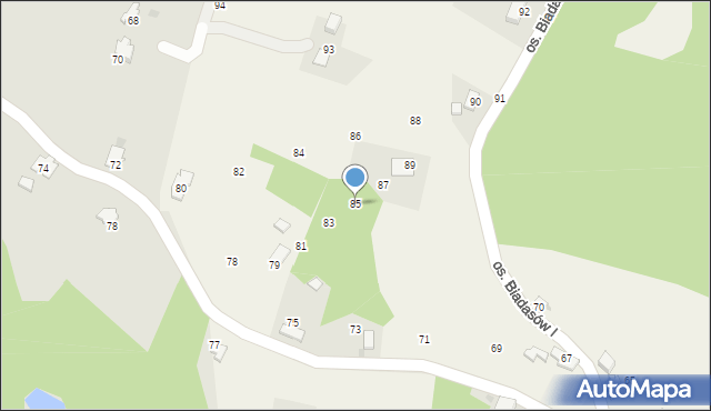 Zagórnik, Osiedle Biadasów I, 85, mapa Zagórnik