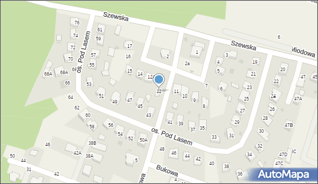 Zagrody, Osiedle Pod Lasem, 12, mapa Zagrody