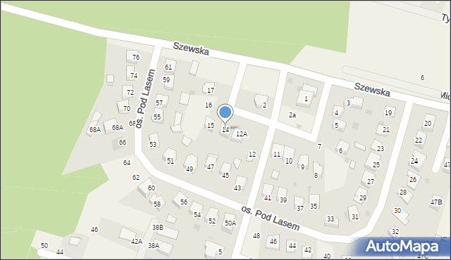 Zagrody, Osiedle Pod Lasem, 14, mapa Zagrody