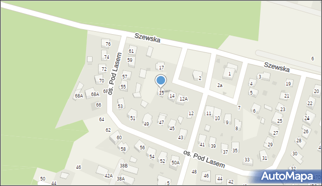 Zagrody, Osiedle Pod Lasem, 15, mapa Zagrody