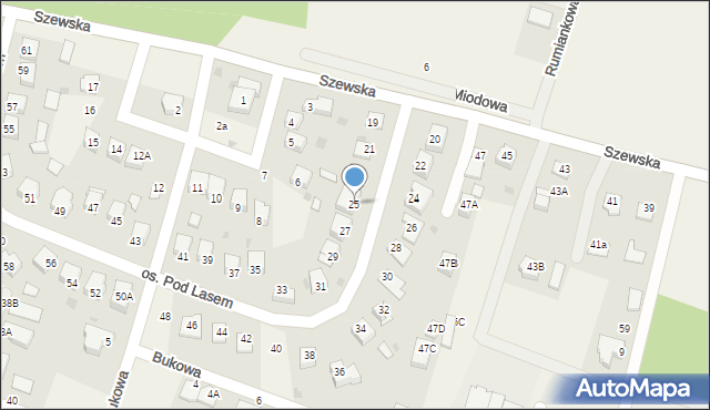 Zagrody, Osiedle Pod Lasem, 25, mapa Zagrody