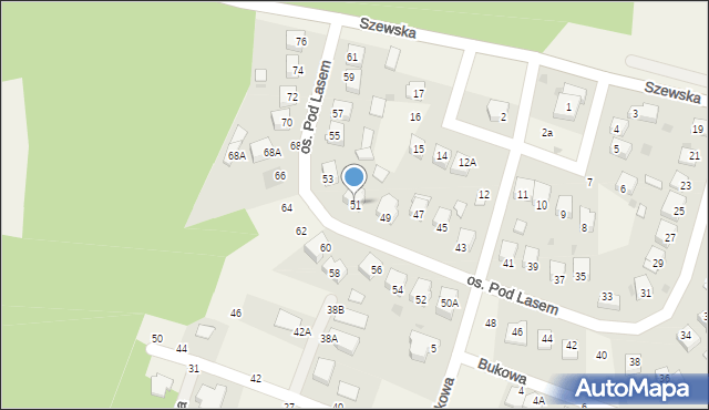 Zagrody, Osiedle Pod Lasem, 51, mapa Zagrody