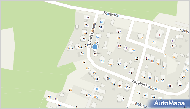 Zagrody, Osiedle Pod Lasem, 53, mapa Zagrody