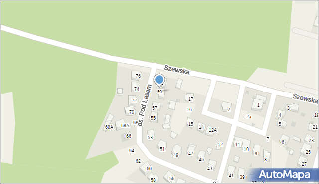 Zagrody, Osiedle Pod Lasem, 59, mapa Zagrody