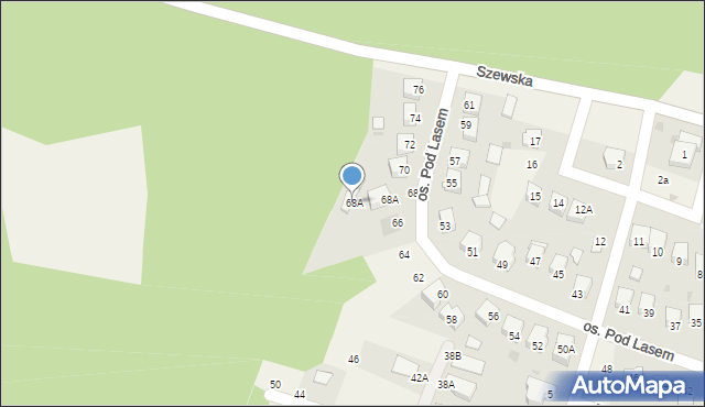 Zagrody, Osiedle Pod Lasem, 68A, mapa Zagrody