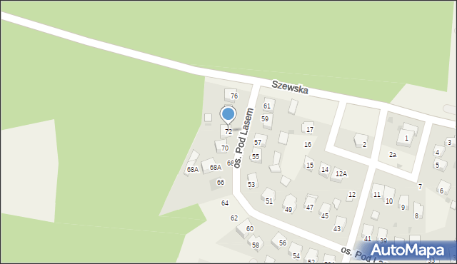 Zagrody, Osiedle Pod Lasem, 72, mapa Zagrody