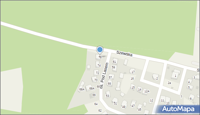 Zagrody, Osiedle Pod Lasem, 76, mapa Zagrody