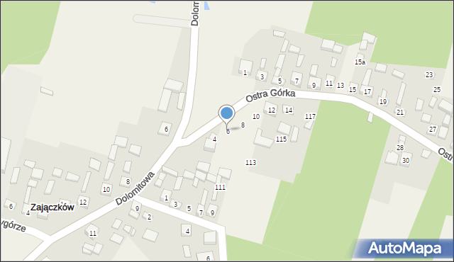 Zajączków, Ostra Górka, 6, mapa Zajączków