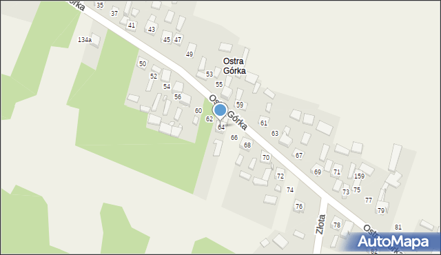 Zajączków, Ostra Górka, 64, mapa Zajączków
