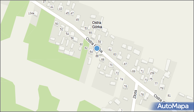 Zajączków, Ostra Górka, 66, mapa Zajączków