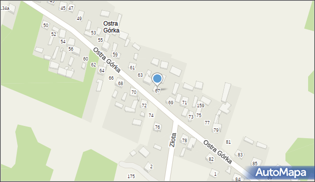 Zajączków, Ostra Górka, 67, mapa Zajączków