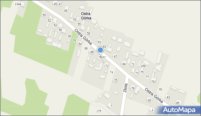 Zajączków, Ostra Górka, 70, mapa Zajączków