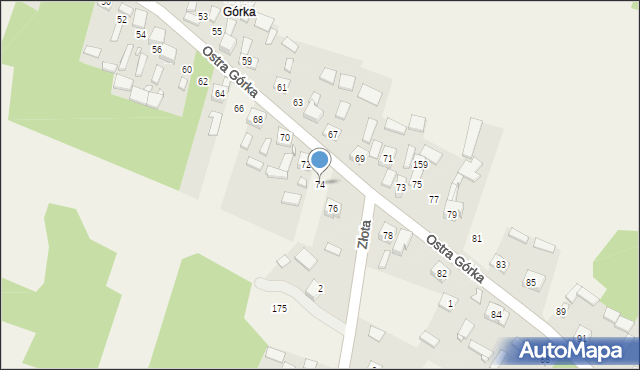 Zajączków, Ostra Górka, 74, mapa Zajączków