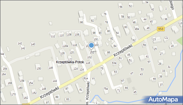 Zakopane, Osiedle Krzeptówki, 102, mapa Zakopanego
