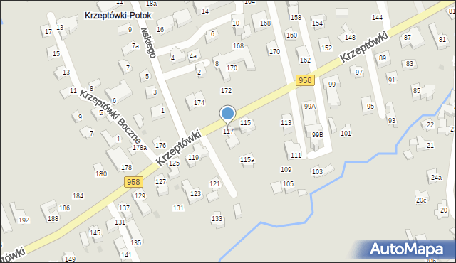 Zakopane, Osiedle Krzeptówki, 117, mapa Zakopanego