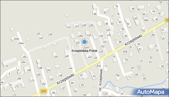 Zakopane, Osiedle Krzeptówki, 122, mapa Zakopanego