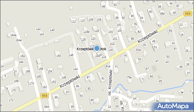 Zakopane, Osiedle Krzeptówki, 124, mapa Zakopanego