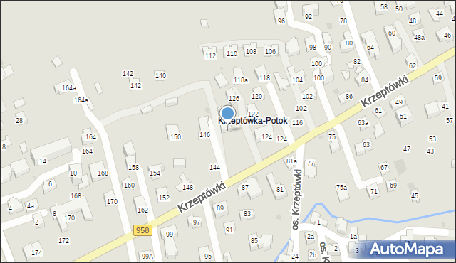 Zakopane, Osiedle Krzeptówki, 132, mapa Zakopanego