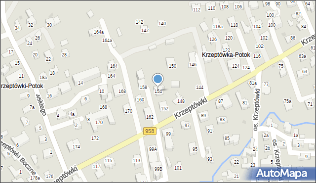 Zakopane, Osiedle Krzeptówki, 154, mapa Zakopanego