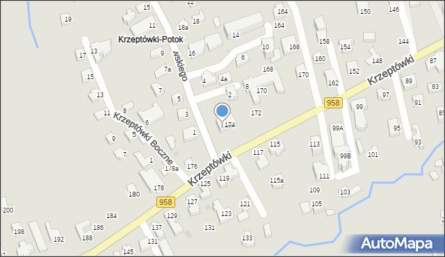 Zakopane, Osiedle Krzeptówki, 174a, mapa Zakopanego