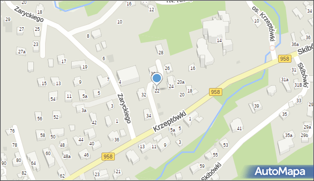 Zakopane, Osiedle Krzeptówki, 22, mapa Zakopanego