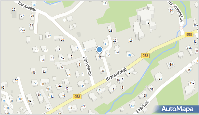 Zakopane, Osiedle Krzeptówki, 32, mapa Zakopanego