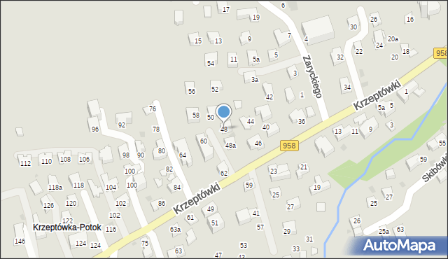 Zakopane, Osiedle Krzeptówki, 48, mapa Zakopanego