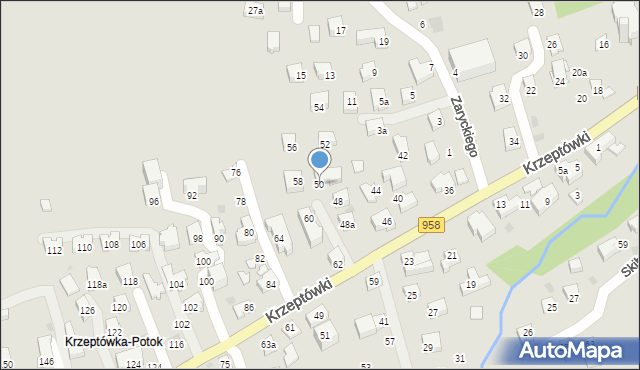Zakopane, Osiedle Krzeptówki, 50, mapa Zakopanego