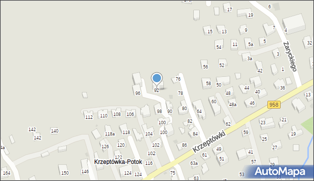 Zakopane, Osiedle Krzeptówki, 92, mapa Zakopanego