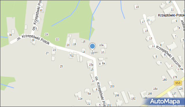 Zakopane, Osiedle Krzeptówki Potok, 12, mapa Zakopanego