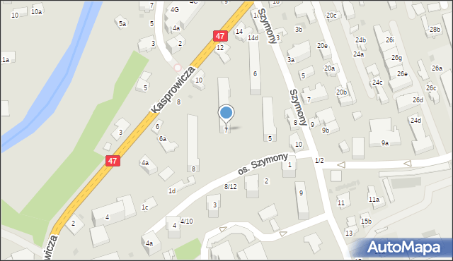 Zakopane, Osiedle Szymony, 7, mapa Zakopanego