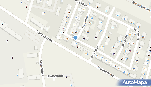 Zalasewo, Osiedle Leśne, 13, mapa Zalasewo