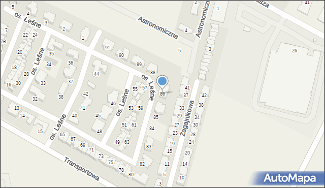 Zalasewo, Osiedle Leśne, 86, mapa Zalasewo