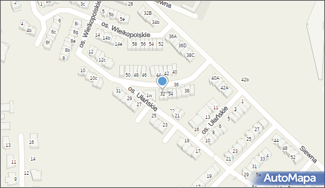 Zalasewo, Osiedle Ułańskie, 32, mapa Zalasewo