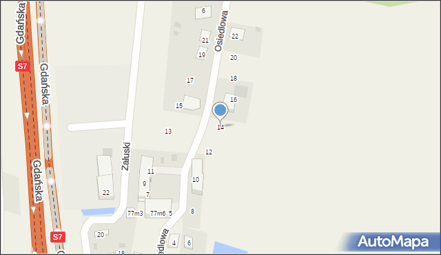 Załuski, Osiedlowa, 14, mapa Załuski