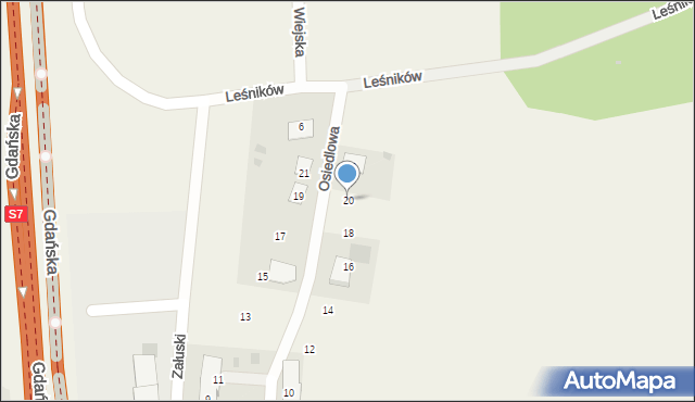 Załuski, Osiedlowa, 20, mapa Załuski