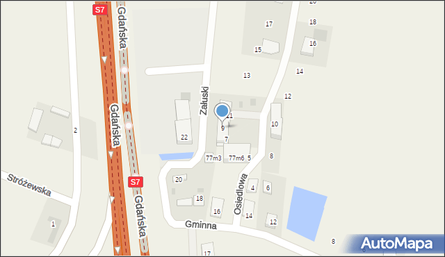 Załuski, Osiedlowa, 9, mapa Załuski