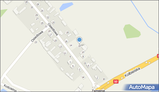 Zamienie, Osiedlowa, 12, mapa Zamienie