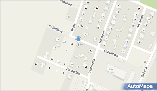 Zapolice, Osiedlowa, 9, mapa Zapolice