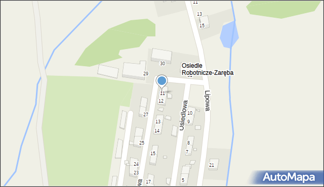 Zaręba, Osiedlowa, 11, mapa Zaręba